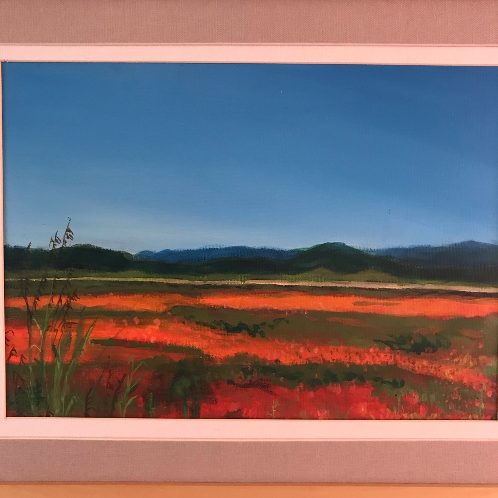 Original acrylic painting on canvas board in frame